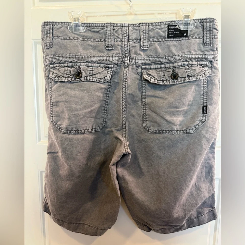 Union Men's Linen Blend Casual Shorts, Gray, Size 32